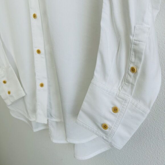 Madewell Relaxed Dolman Button-Up Shirt Size S White Sheer Coastal Prep Classic - Picture 6 of 16